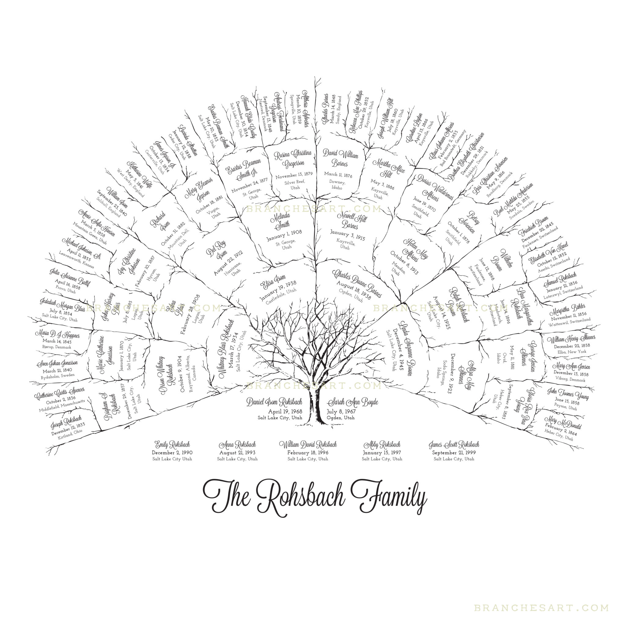 5 Generation Ancestor Family Tree - Name Submission Instructions - Branches